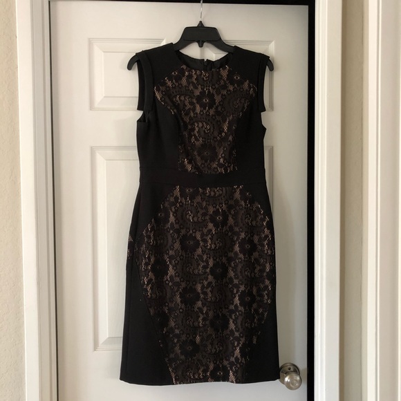 Adrianna Papell Sheath Dress, Black/Nude, Size 8 - Picture 2 of 11